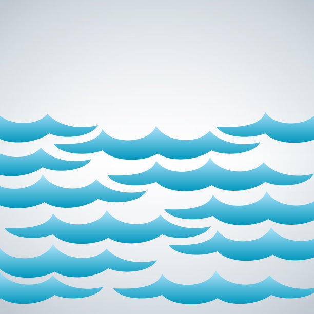 海洋无缝模式与风格化的蓝色波浪在光的背景。图片下载