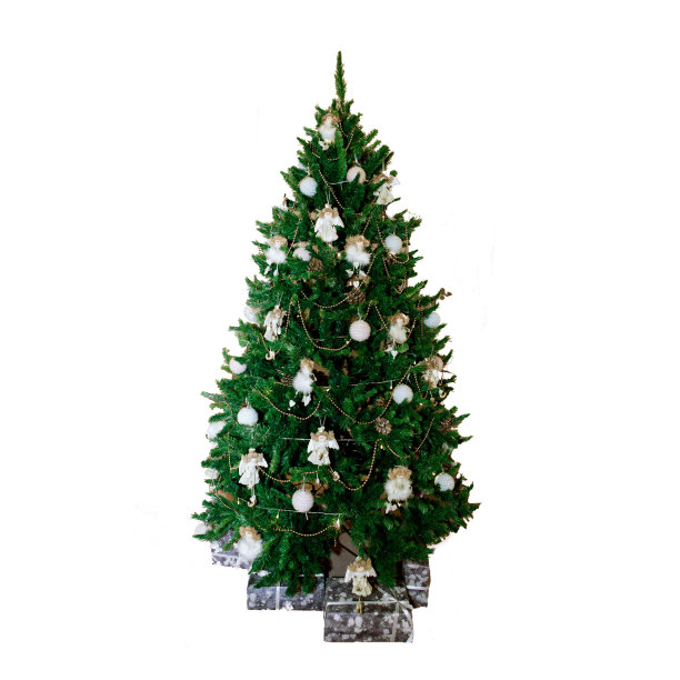 新年冷杉树上装饰着玩具和气球图片下载