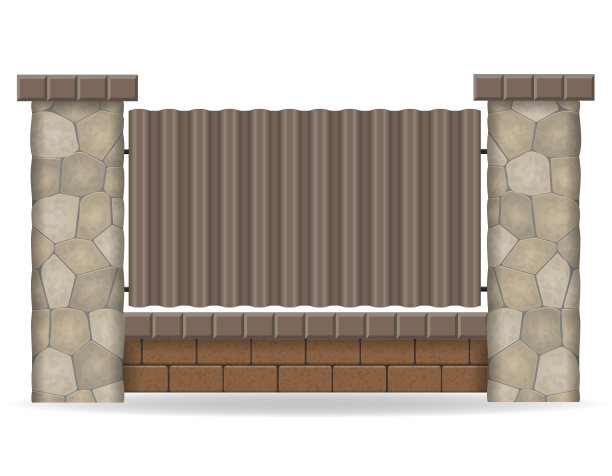 石栅栏矢量图图片下载