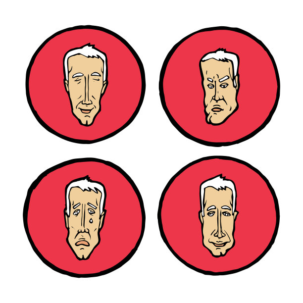 男人面部表情，情绪图标素材图片下载