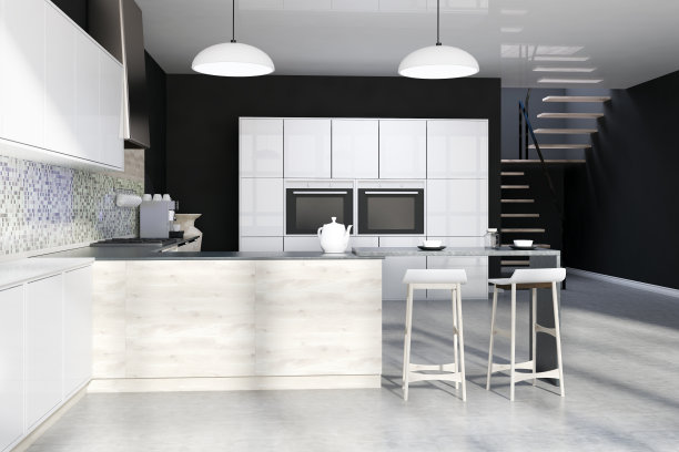 黑色马赛克厨房、吧台图片下载