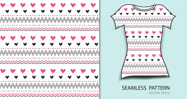 粉色无缝图案矢量插图，t恤设计，织物纹理，图案服装，抽象背景图片下载