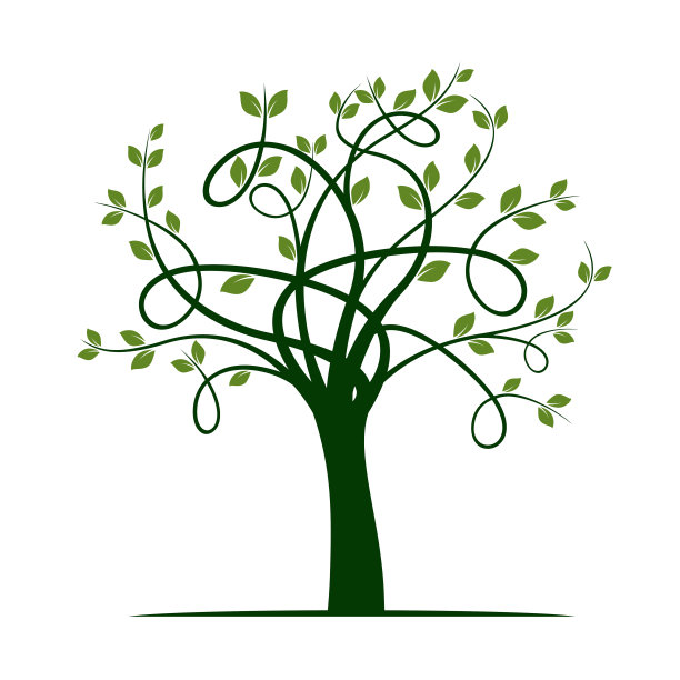 绿色的树和叶子。矢量插图。图片下载
