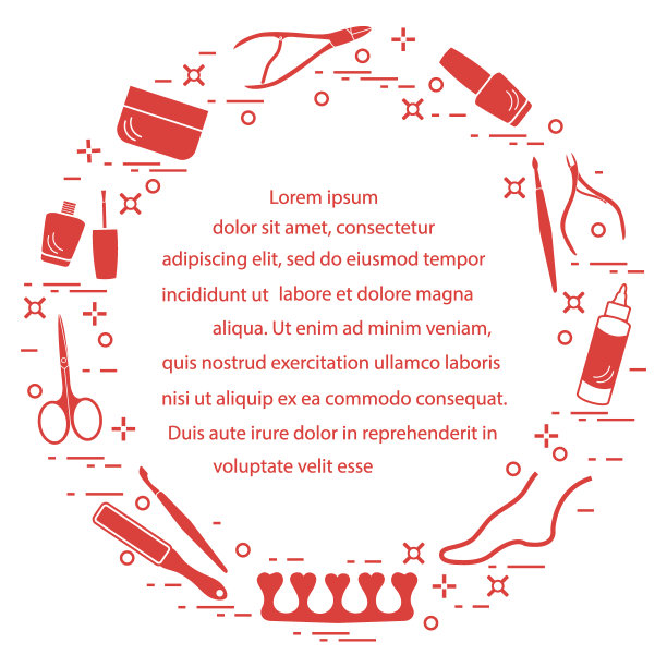 轮廓的美甲和足疗工具和产品的美丽和护理。图片下载