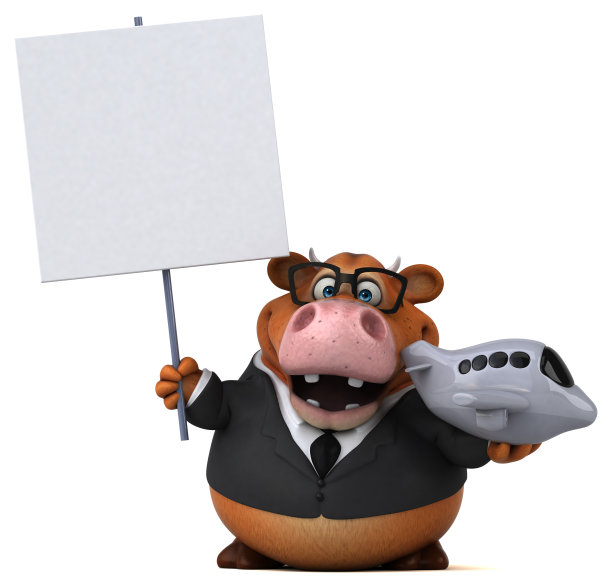 有趣的牛- 3D插图图片下载