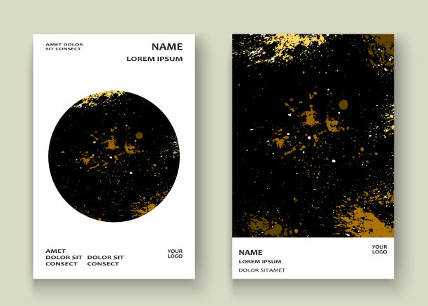 金色爆炸喷绘艺术封面框架设计。装饰圣诞喷溅喷雾纹理黑色金色背景。潮流模板向量封面报告目录小册子传单海报横幅图片下载