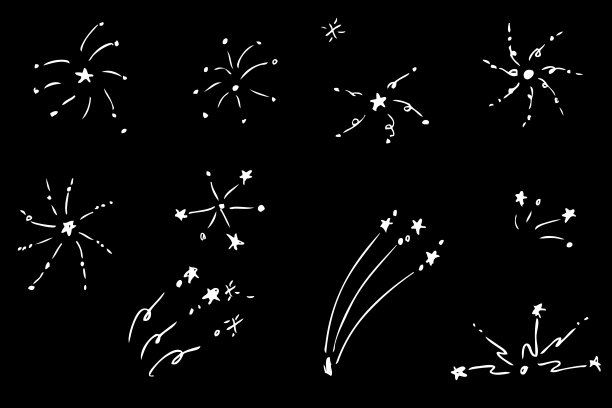 手绘草图的白色火作品在黑色的背景图片下载