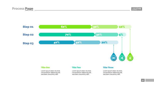 三步百分比图表幻灯片图片下载
