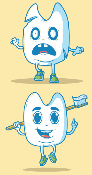 僵尸牙齿角色矢量插图图片下载