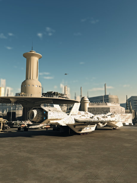 未来城市航天港的宇宙飞船图片下载