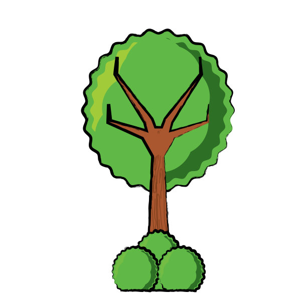 带有灌木的树图标图片下载