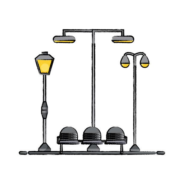座椅和路灯图片下载