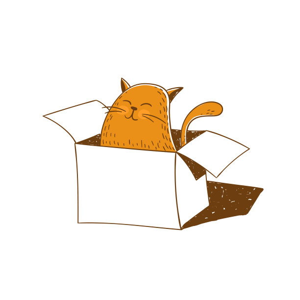 可爱的猫坐在盒子里。Vectro插图。图片下载