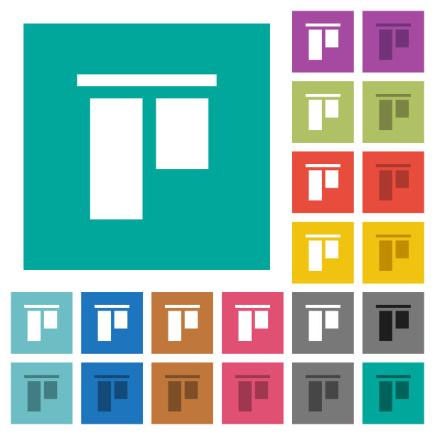 对齐到顶部方形平面多色图标图片下载