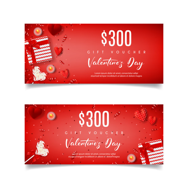 情人节快乐红色礼券素材图片