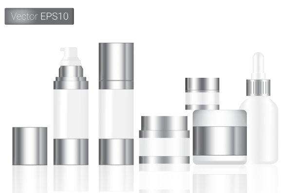 化妆品白色瓶子设置背景插图图片下载