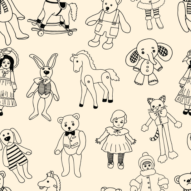 各种旧玩具的图案素材图片