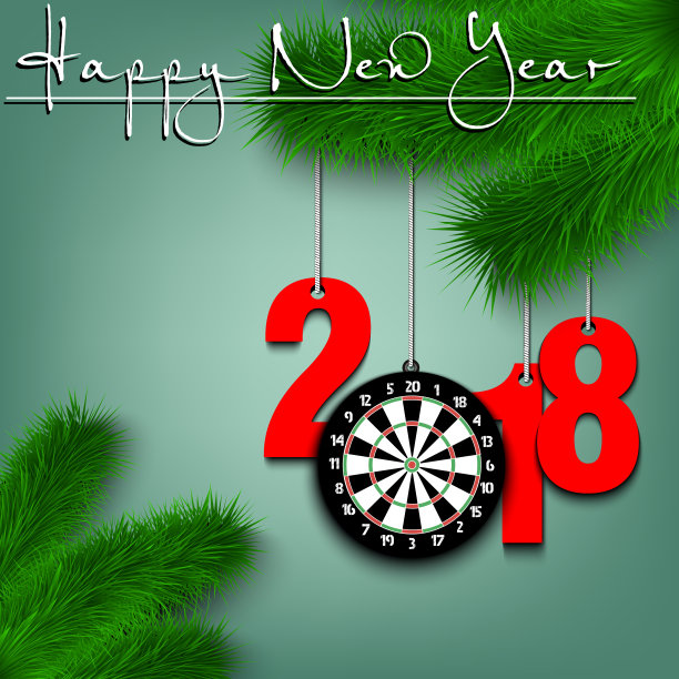 圣诞树枝上的飞镖和2018图片下载