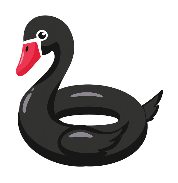 黑天鹅充气游泳池浮。矢量插图。图片下载