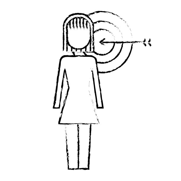 女商人与目标箭解决方案营销图片下载