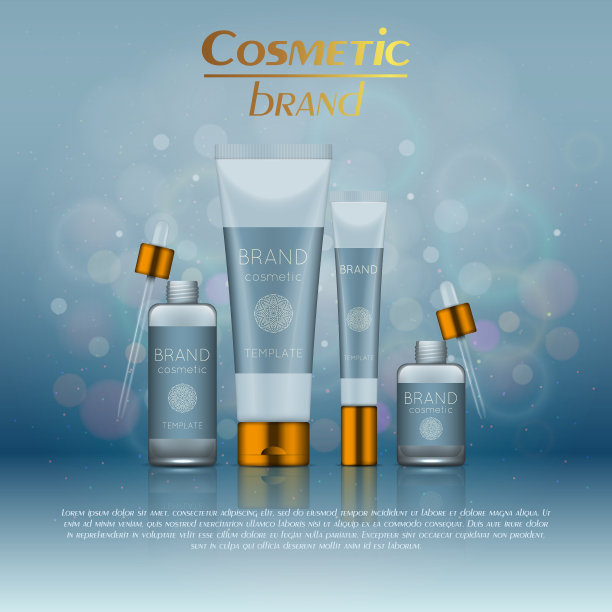 矢量3D化妆插图在一个柔和的光模糊背景与散焦。美丽逼真的化妆品产品设计模板。图片下载