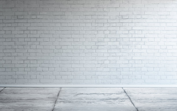 大现代的空房间，白色的砖墙图片下载