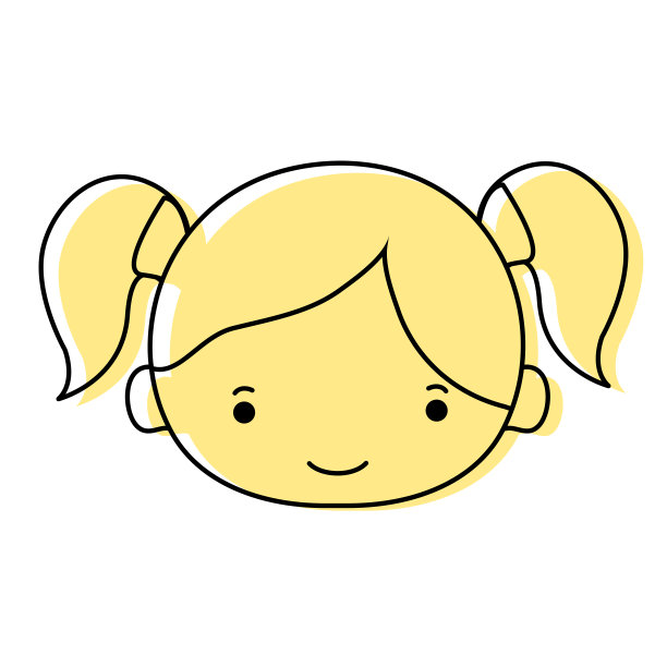 彩色女孩的头与两个尾巴的头发图片下载