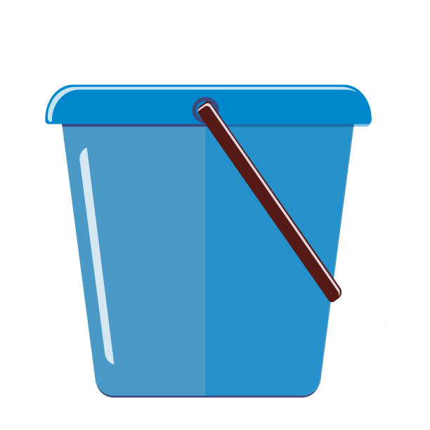 蓝色塑料桶。孤立在白色背景上。矢量图图片下载