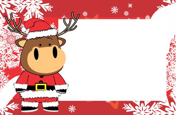 可爱的鹿卡通圣诞相框图片背景图片下载
