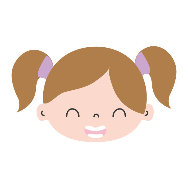 彩色微笑的女孩头上长着两条辫子图片下载