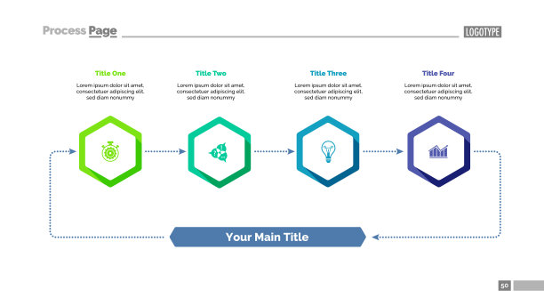四元素循环幻灯片模板图片下载
