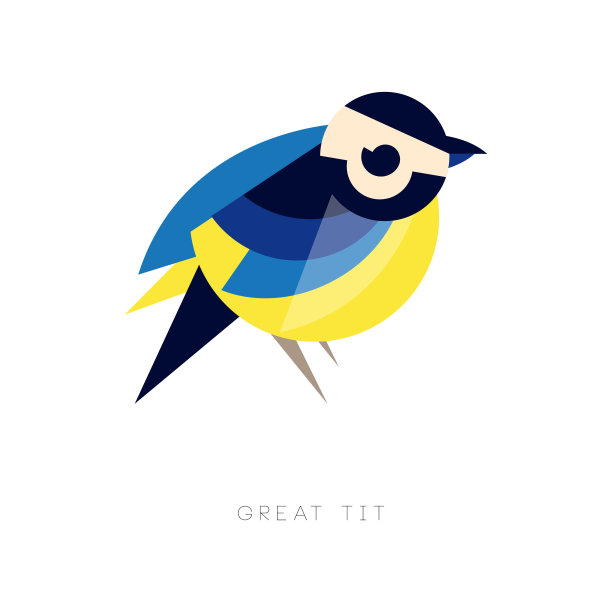 抽象的鸟由简单的几何形状组成。图片下载