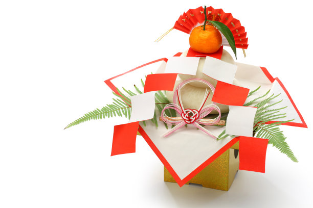 神麻糬，传统的日本新年年糕装饰图片下载