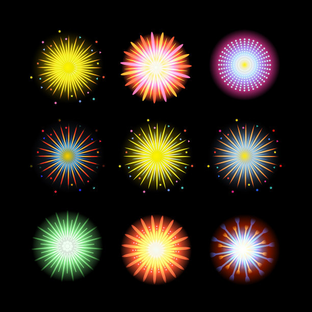 逼真的烟花爆炸集。图片下载