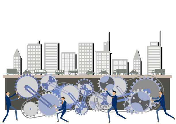 商业形象和城市功能。商人和齿轮夹艺术。图片下载