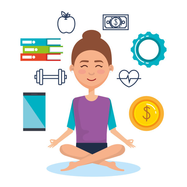 商务人士冥想的生活方式与业务元素图片下载