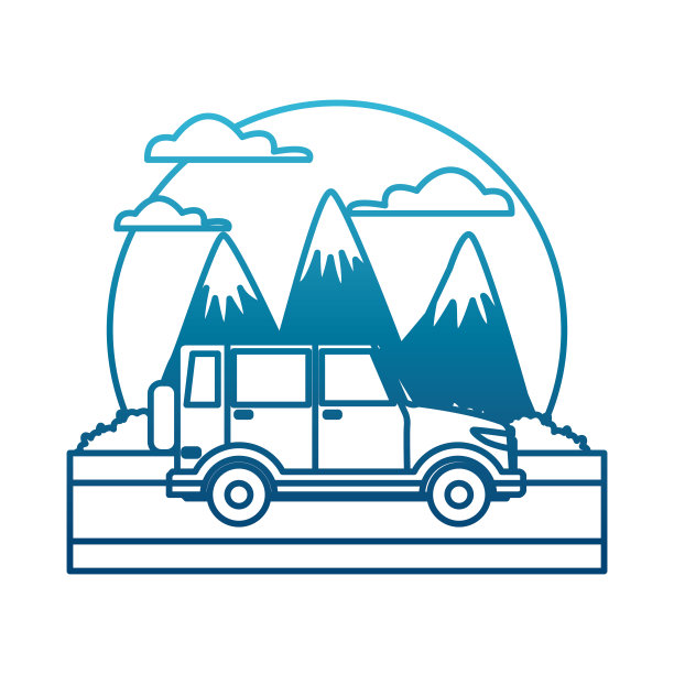 越野车山间景观图片下载