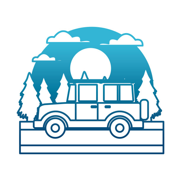 越野运动卡车在森林里图片下载