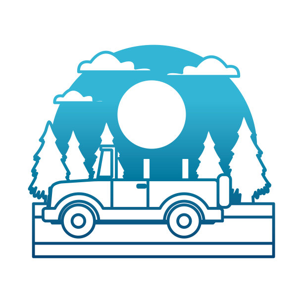 越野运动卡车上的日落景观图片下载