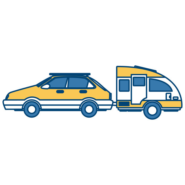 带有大篷车拖车的汽车侧景车图片下载