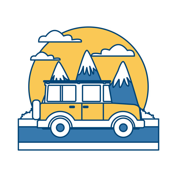 越野公路运动卡车之间的山区景观图片下载