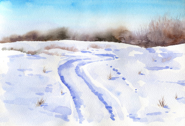冬天水彩背景图片下载