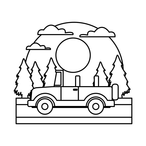 越野运动卡车在森林里图片下载