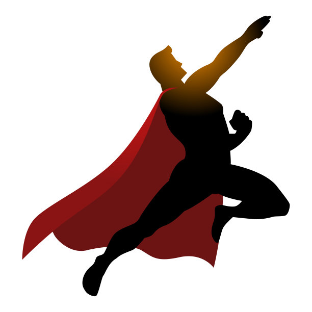 一个超级英雄的卡通剪影图片下载