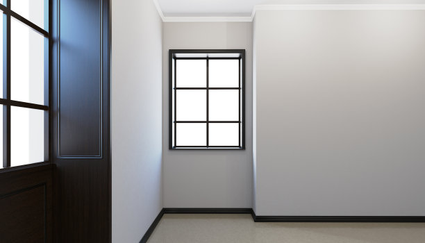 宽敞的浴室在灰色调与加热地板，独立式浴缸。3 d渲染。空白的内部。图片下载