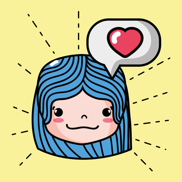 女孩头与面部表情和聊天气泡图片下载