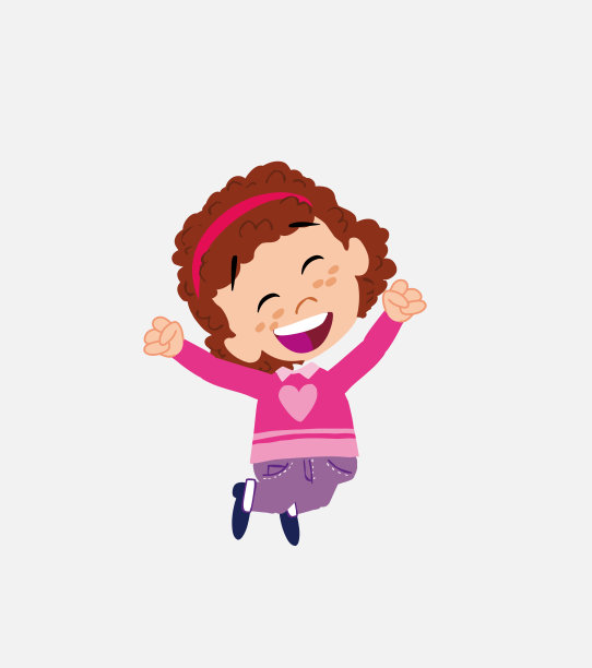 穿着毛衣的白人女孩高兴得跳了起来。图片下载