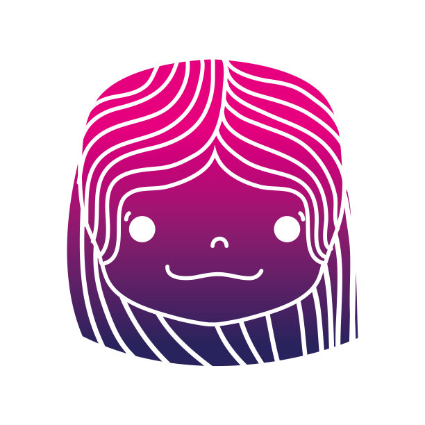 剪影女孩的头与发型和快乐的脸图片下载