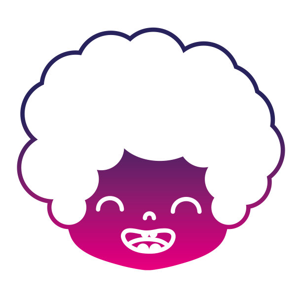 剪影男孩的头，卷发和微笑的脸图片下载