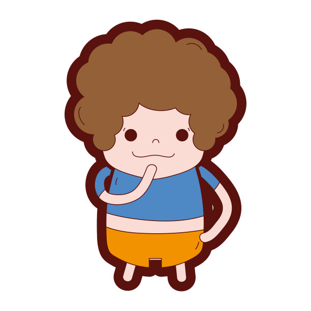 长着卷头发和思考脸的肤色男孩图片下载